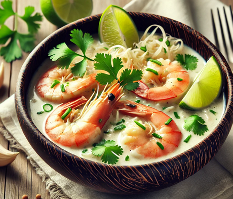 Crevettes à l'ail et lait de coco