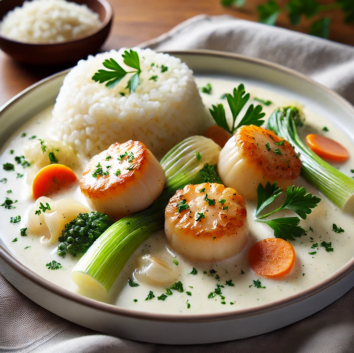 Blanquette de Saint-Jacques aux Champignons