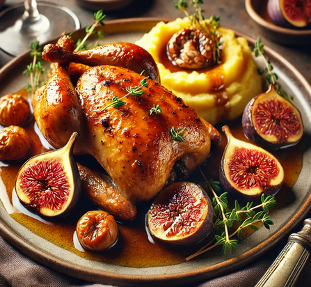 Caille Farcie aux Figues et Noisettes
