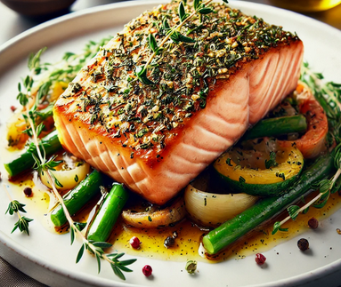 Recette gourmande - Filet de Saumon en Croûte d’Herbes