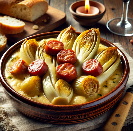 Fondue d'Endives aux Saucisses Fumées