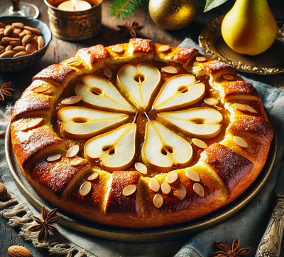Recette galette - Galette Frangipane Poire et Amande