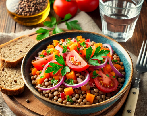 Recette facile - Salade de Lentilles et Légumes