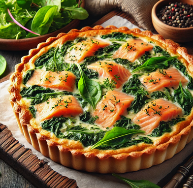 Recette conviviale - Tarte Salée au Saumon et Épinards